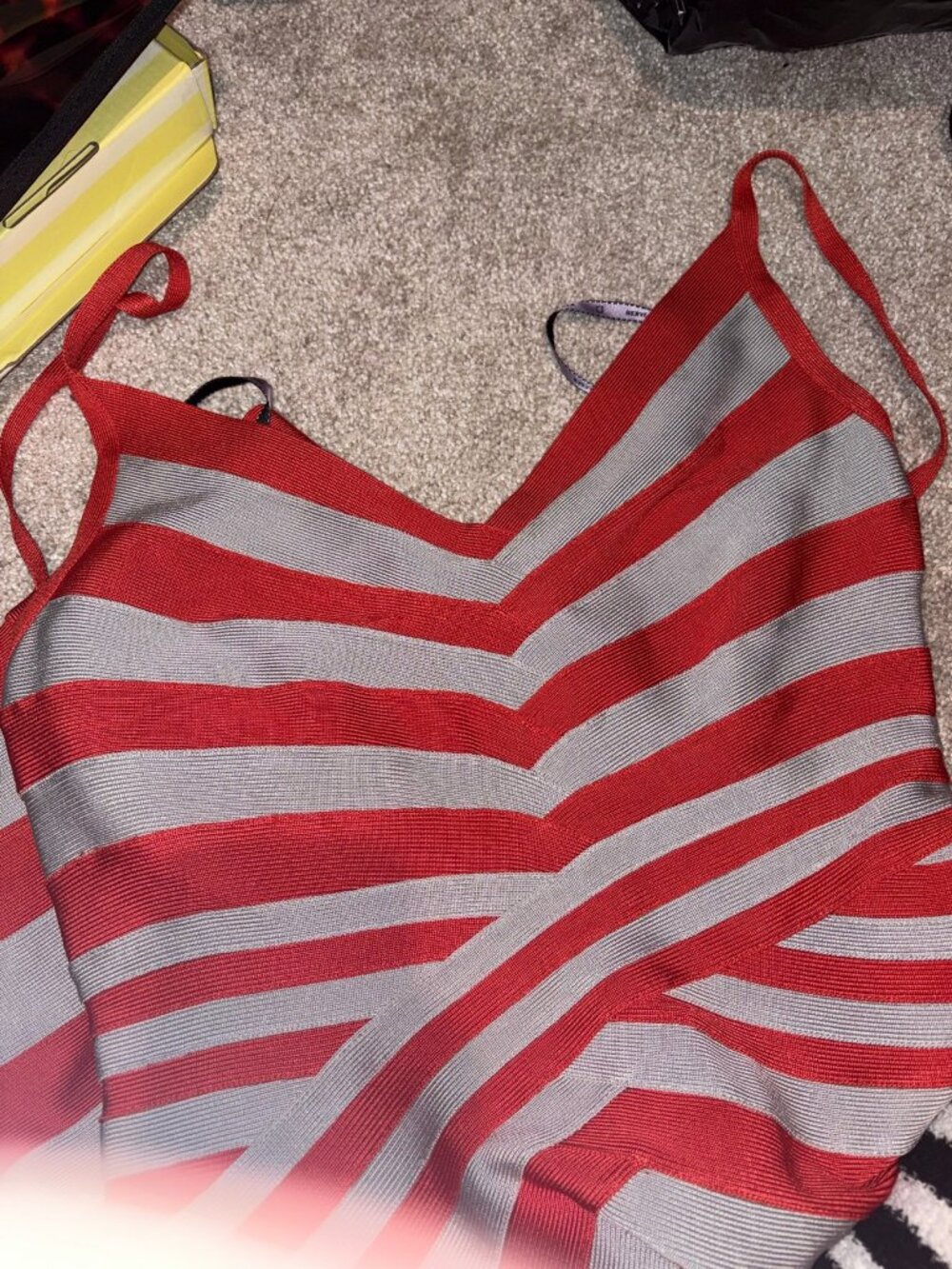 Herve Leger Andrea Striped Bandage Dress size M